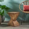 Flamboyant Outdoor Side Table With Twisted Hourglass Shape - Natural - Image 8