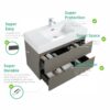 Alice - 36" Bathroom Vanity With Sink, Large Storage Wall Mounted Floating Bathroom Vanity For Modern Bathroom, One-Piece Sink Basin Without Drain And Faucet - Gray / White - Image 9