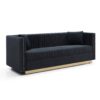 Contemporary Vertical Channel Tufted Sofa Modern Upholstered Couch For Living Room With 2 Pillows - Black - Image 4