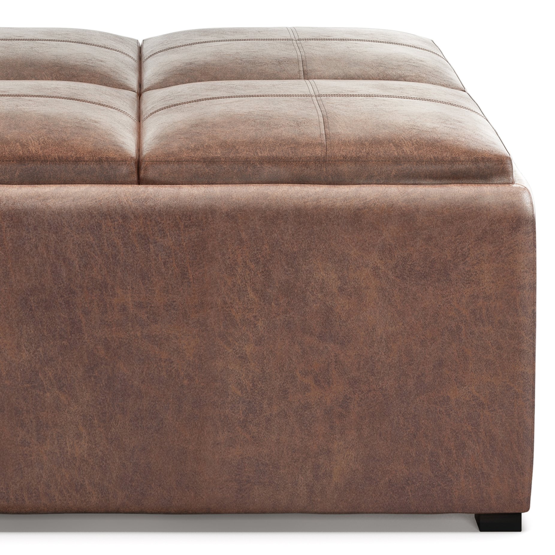 Avalon - Square Coffee Table Storage Ottoman - Distressed Umber Brown - Image 5