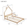 Full House-Shaped Headboard Bed With Handrails, Slats - Natural - Image 11