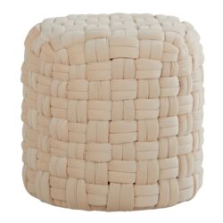 Braided - Round Ottoman - Cream - Velvet