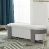 Large Versatile Storage Ottoman Bench: Spacious, Durable, Stylish - White / Light Gray - Image 2