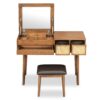 Classic Wood Makeup Vanity Set With Flip-Top Mirror And Stool, Dressing Table With Three Drawers And Storage Space - Brown - Image 7
