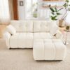 Modern Fabric 2 Seater Sofa With Ottoman Minimalist Design - White - Image 4