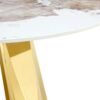 Stainless Steel Pattern Burning Stone Round Table Suitable For 2, 4 Or 6 People - Gold / White - Image 6