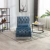 Velvet Chaise Lounge Chair With Pillow, Button Tufted Upholstered - Light Blue - Image 5