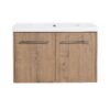 30" Soft Close Doors Bathroom Vanity With Resin Sink And Metal Handles - Imitative Oak - Image 4
