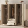 6 Doors Wardrobe Storage For Bedroom, With Big Drawers - Brown - Image 9