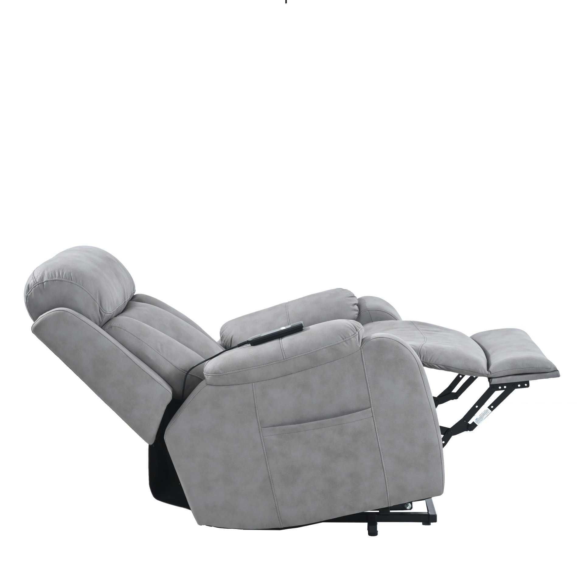 35.4" Electric Power Lift Recliner Chair, Fabric Recliner Chair, Home Theater Seating, Living Room Chair, Side Pocket, Remote Control - Light Gray - Image 15