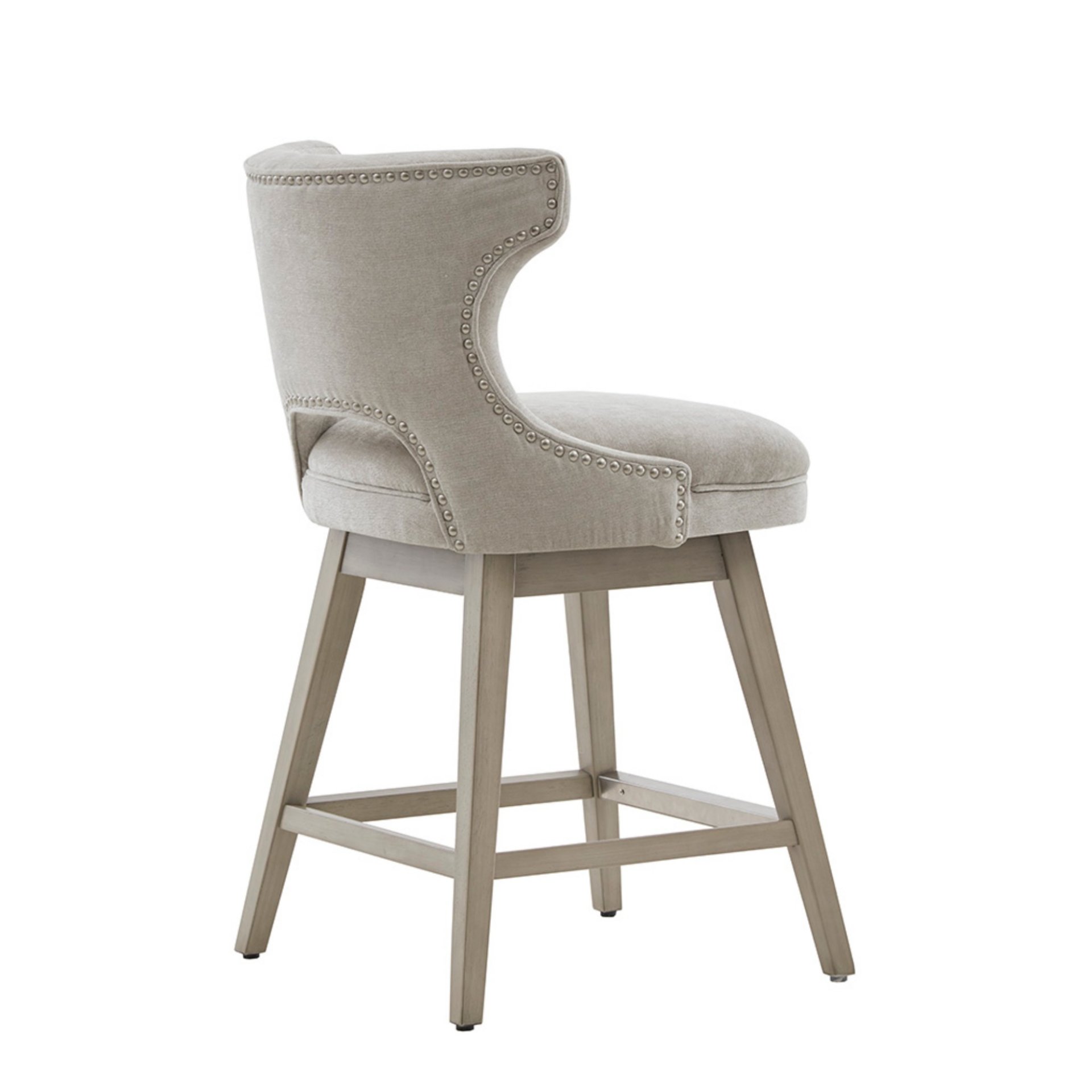 Swivel Counter Stool With Silver Detailing - Light Gray - Image 4