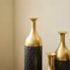 Elegant Floor Vase Set Metal Decorative Vases 3 Piece Set For Floral Display, Wedding & Gift Decor - Gold / Black - Image 13
