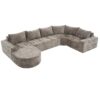 Oversized Modular Sofa Cloud Sectional Sofa Set Upholstered Couches U - Shaped Sofa With Deep Seat For Living Room - Brown - Image 21