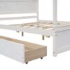 Full Size Canopy Platform Bed 2 Drawers With Support Slats, No Box Spring Needed - Brushed White - Image 6