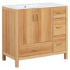 36" Bathroom Vanity, 2 Soft Close Doors, 4 Soft Close Drawers, Adjustable Shelf, Storage Cabinet - Acacia Wood - Image 15