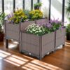 Raised Garden Beds Outdoor, Planter Boxes Outdoor For Vegetables, Flowers, Herbs, Garden Box With Drain Outlet, Heat And Frost Resistant Planters - Black / Brown - Image 9