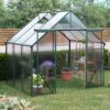 Double Door Polycarbonate Greenhouse Raised Base And Anchor Aluminum Heavy Duty Walk In Greenhouses For Outdoor Backyard In All Season - Green - Image 2