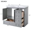 36" Shaker Free Standing Bathroom Vanity Cabinet With Sink, Soft Close Drawers, Soft Close Doors - Gray - Image 3
