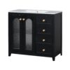 Bathroom Vanity With Two Soft Close Doors, Adjustable Shelves And Three Drawers - Black - Image 14