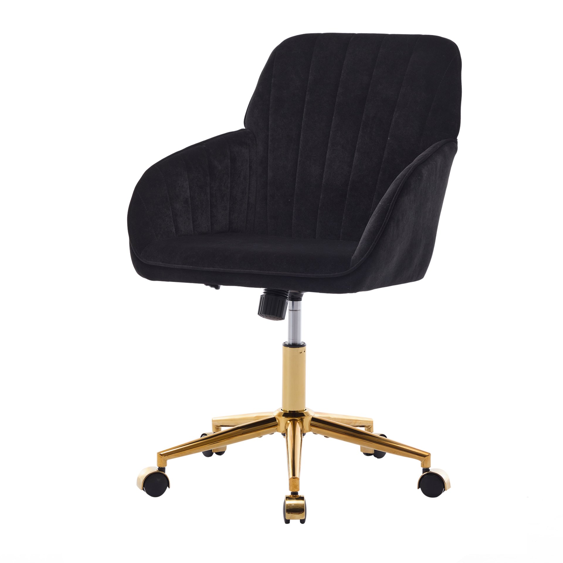 Adjustable Office Chair, Ergonomic Swivel Chair Velvet, Comfortable For Long Sitting - Black - Image 13