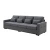 4 Seater Modern Linen Sofa With Armrest Pockets And 4 Pillows, Minimalist Style Couch - Dark Gray - Image 23