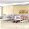 Full Over Full Bunk Bed With Drawers And Ladder For Bedroom - White - Image 14