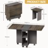 Contemporary 5 Piece Folding Extendable Dining Table Set With Chairs For 4 - Brown - Image 3