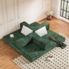 Convertible Couch Bed With 2 Pillows, 3 Seat Folding Floor Couch & King Size Bed Mattress, Diy Combination - Green - Image 6