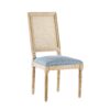 French Country Dining Chairs With Elegant Cane Backrest & Upholstered Seats Frame (Set of 2) - Slate Blue - Image 17