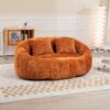 Durable Comfort High Back Bean Bag Sofa Lounger For Adults And Kids, Indoor & Outdoor - Orange - Image 11