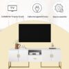 Modern TV Stand For TV Up To 70", TV Cabinet With 1 Drawer, 2 Cabinets And Metal Legs, Handles And Anti-Tip Device For Living Room - White - Image 21