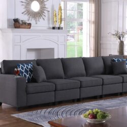 Cooper - 5 Seater Sofa With Cupholder - Dark Gray