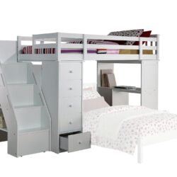 Freya - Twin Loft Bed With Storage (Not Including The Bottom Twin Bed) - White