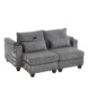 Convertible Chaise Lounge Loveseat Sofa Bed With USB Ports, Cup Holders, Phone Holder, Ample Storage - Gray - Image 10