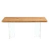 Modern Minimalist Wooden Table With Acrylic Legs For Dining, Living Rooms, And Kitchens - Wood - Image 11