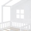 Twin Size House Bed With Sofa, Kids Platform Bed With 2 Drawers And Storage Shelf - White - Image 10