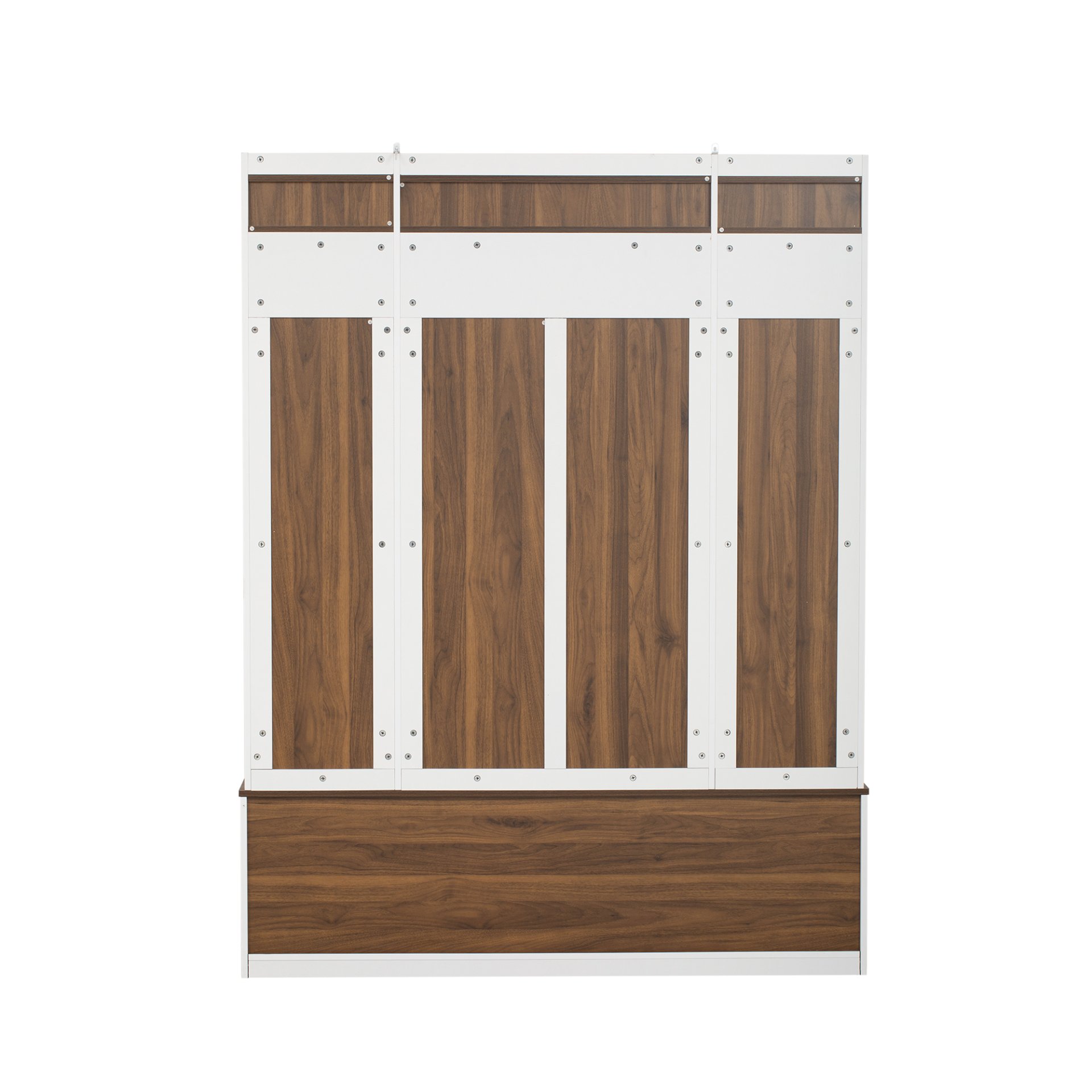 5 In 1 Entryway Bench With Coat Rack, 7 Sturdy Hooks, 2 Spacious Drawers And Adjustable Shelves, Wide Hall Tree With Metal Handles For Hallway - Brown / White - Image 23