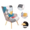 Accent Chair With Ottoman, Living Room Chair And Ottoman Set, Comfy Side Armchair For Bedroom, Creative Splicing Cloth Surface - Colorful - Image 3