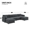 Chenille Modular Sectional Sofa, U Shaped Cloud Couch Set With Double Cushions, 6 Seat Sleeper Sofa Bed With Ottomans, Oversized Indoor Furniture - Dark Gray - Image 20
