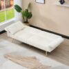 Corduroy Foldable Double Sofa Bed With Folding Armrests For Living Rooms And Small Spaces - White - Image 10
