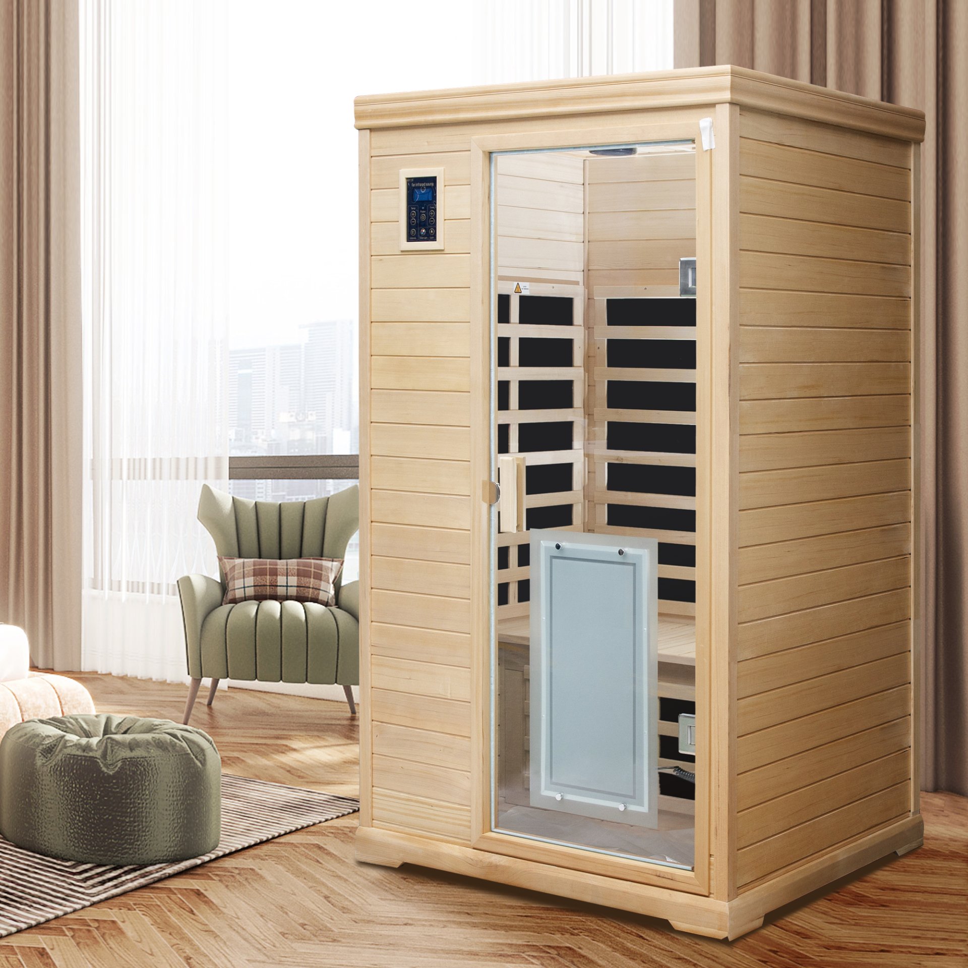 2 Person Far Infrared Hemlock Indoor Sauna Room - Natural - Image 9