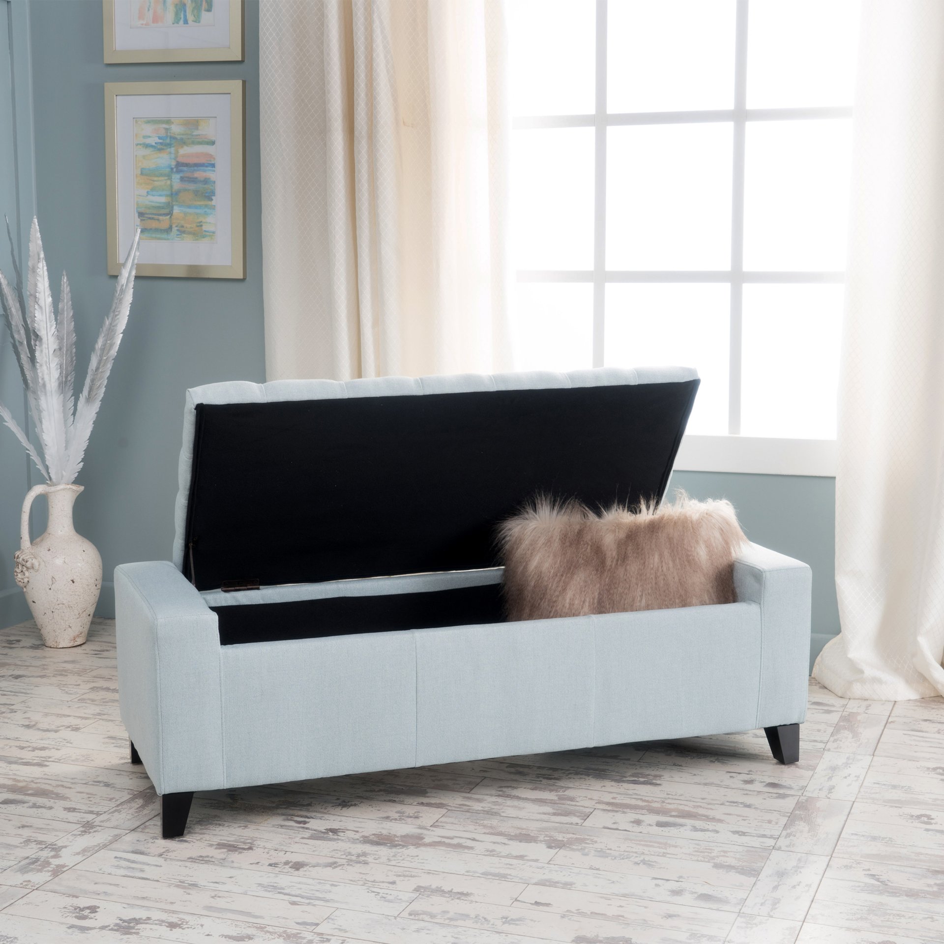 Stylish Guernsey Ottoman With Storage Function - Light Sky - Image 5