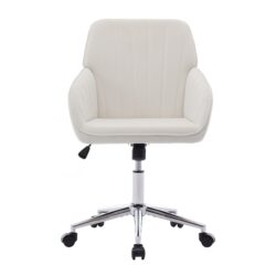 Adjustable Office Chair, Ergonomic Swivel Chair, Velvet Backrest Seat, Comfortable For Long Sitting - Beige