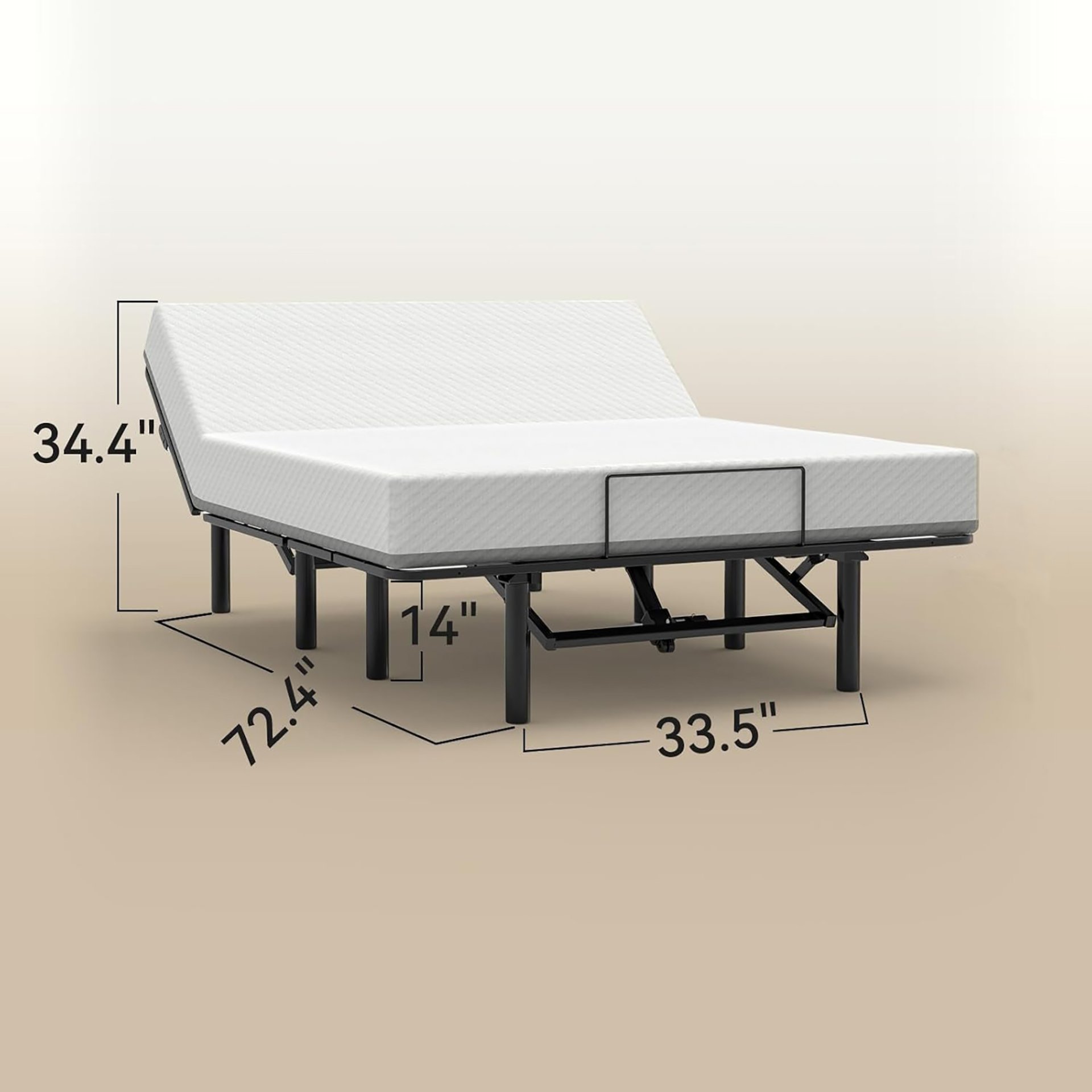 Adjustable Bed Base Frame With Head And Foot Incline, Quiet Motor, Queen Size Steel, Dual USB A, C Ports - Black - Image 3