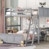Full Over Full Bunk Bed With Desk - Gray - Image 15