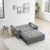 Modern Convertible Sleeper Sofa Couch With Pull Out Bed With Pillows & Side Pockets For Small Space, Living Room - Gray - Image 15
