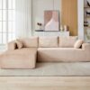 Compression Sectional Couch With Comfy Chaise, Boneless L Shape Sofa With Deep Seat, Minimalist Modular Couches Sleeper - Beige - Image 4