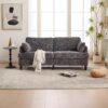 Modern Style Chenille 2 Seater Sofa With LED Light, USB Port, And Storage Bag - Gray - Image 11