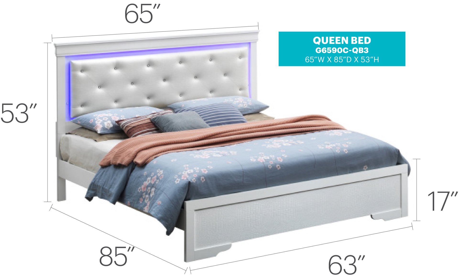 Queen Bed Elegant - Silver Champagne - Image 2