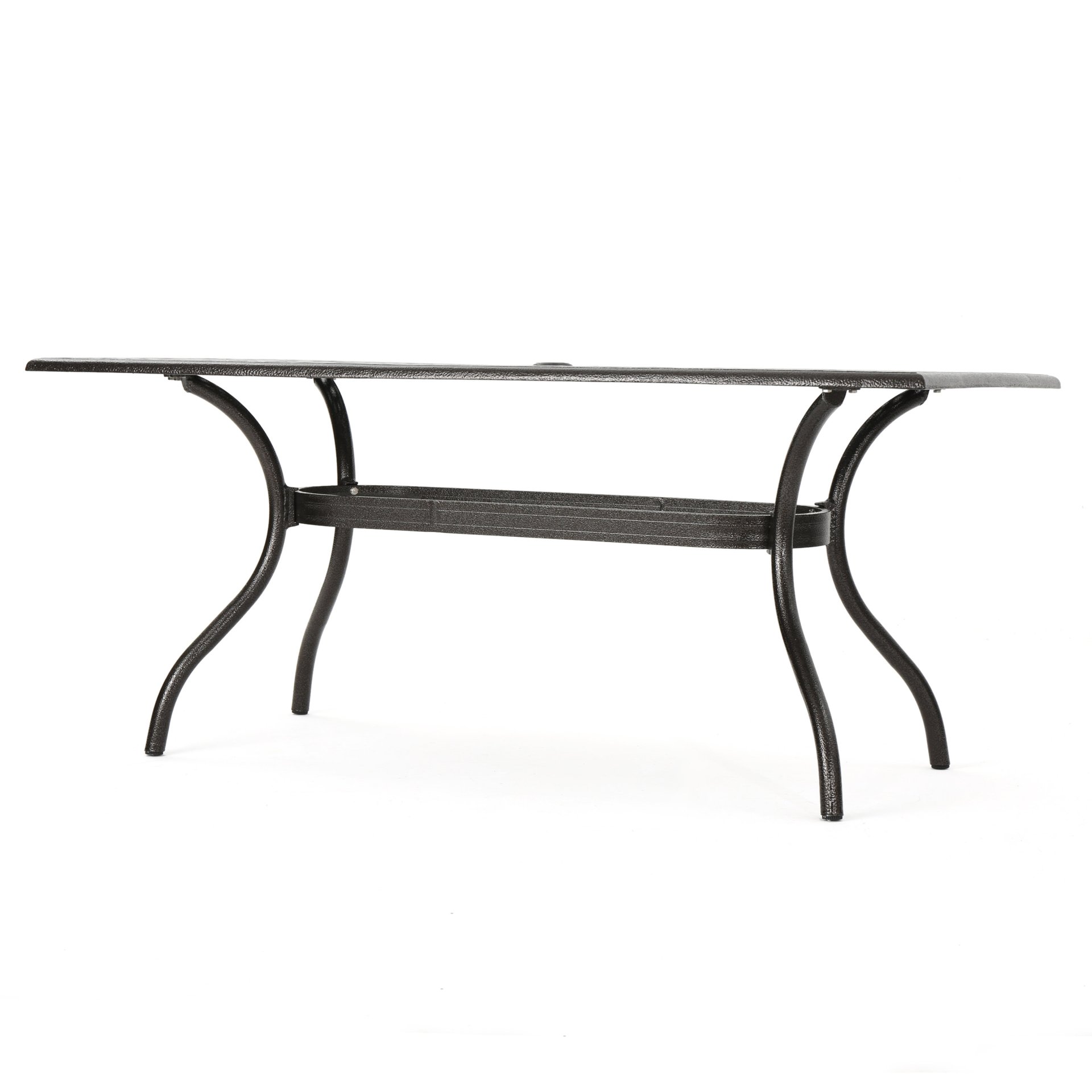 Celestine - Outdoor Cast Aluminum Dining Table With Floral Lattice Design And Umbrella Holder - Bronze - Image 7
